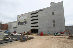 tall exposed concrete wall
