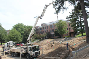 outdoor concrete seating area